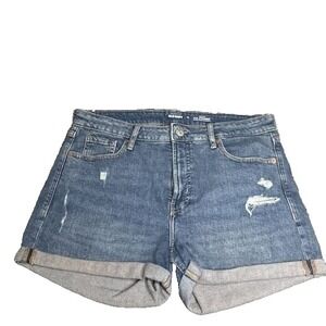 Old Navy Women's High-Waisted O.G. Straight Ripped Jean Shorts Blue Size 14